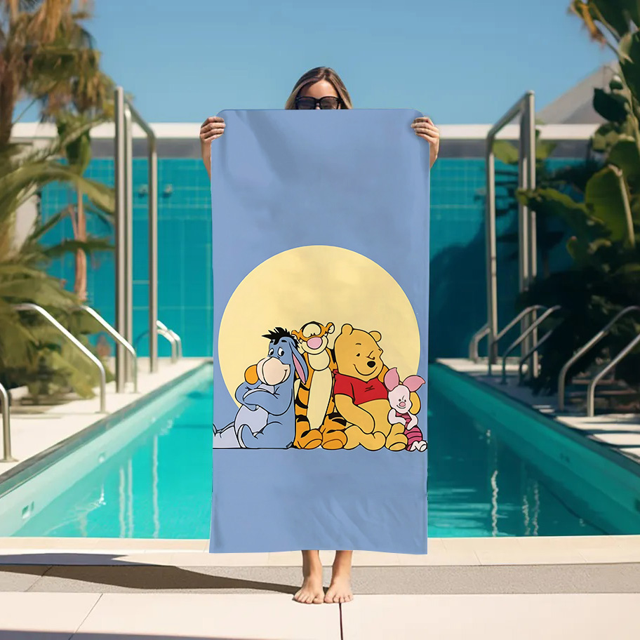 Sauna Home Gym - Large Bath Towel W-Winnie the Poohes