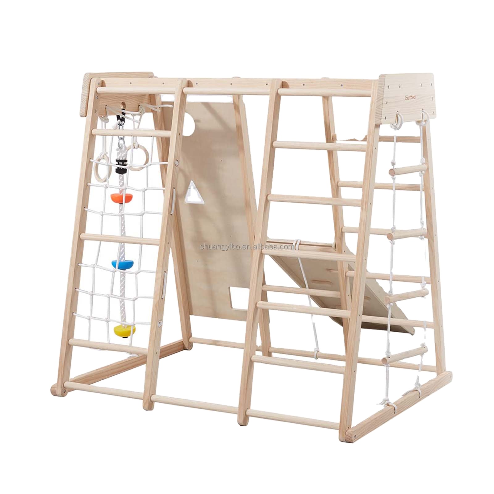 Gymnastic Rings Wooden - Indoor Playground Jungle Gym Toddlers Climber